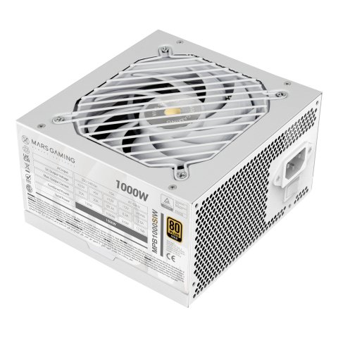 Fuente De Alimentacion Mars Gaming 1000w Modular Atx 80+ Bronze 140mm Silent Blanco