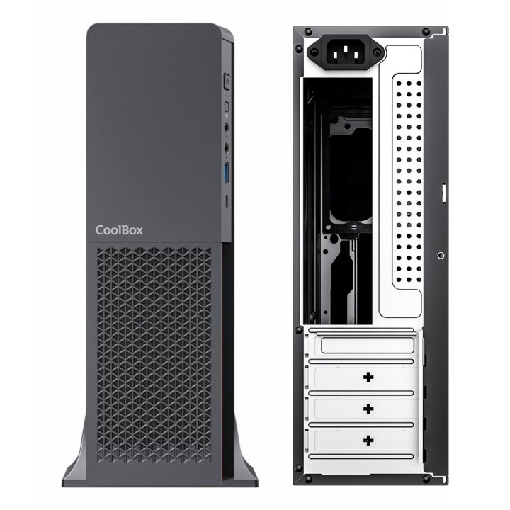 Caja Microatx Slim Coolbox T313-bz 1x 3.5″ 2x2.5″ Gpu 225max Low Profile  Fuente 300sbz 80+ Bronze
Negro