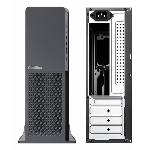 Caja Microatx Slim Coolbox T313-bz 1x 3.5″ 2x2.5″ Gpu 225max Low Profile  Fuente 300sbz 80+ Bronze
Negro