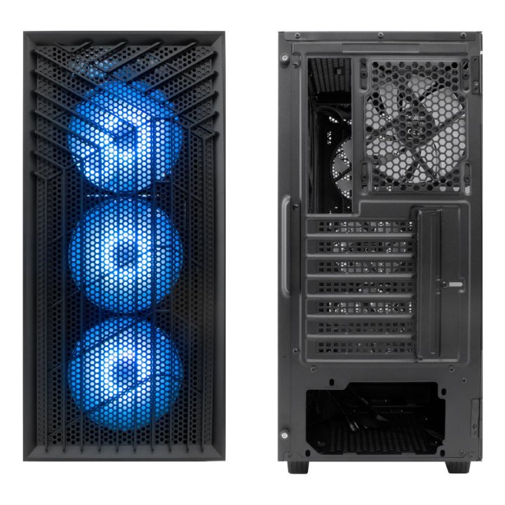 Caja Atx Semitorre Coolbox Ga300 Grid Line Argb Cristal Templado Gpu Max. 340mm 1x3.5 3x2.5 Negro