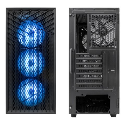 Caja Atx Semitorre Coolbox Ga300 Grid Line Argb Cristal Templado Gpu Max. 340mm 1x3.5 3x2.5 Negro