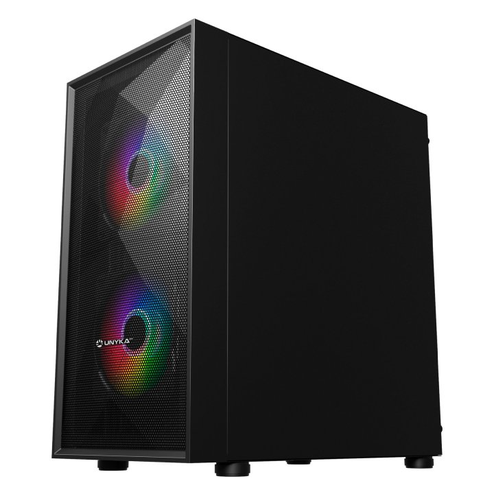 Caja Micro Atx Unyka Mir B200 Black Vidrio Templado Lateral 3vent Argb De140mm 3,5"   2,5"          2 X Usb 3.0
