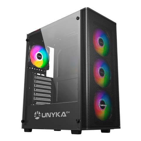 Caja Atx Semitorre Gaming Unykach Mir100 Atx Uk 511303 Color Negro Panel Lateral Cristal Templado 4vgb 120mm 2xusb 3.0