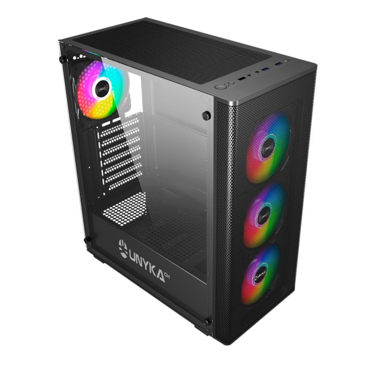 Caja Atx Semitorre Gaming Unykach Mir100 Atx Uk 511303 Color Negro Panel Lateral Cristal Templado 4vgb 120mm 2xusb 3.0