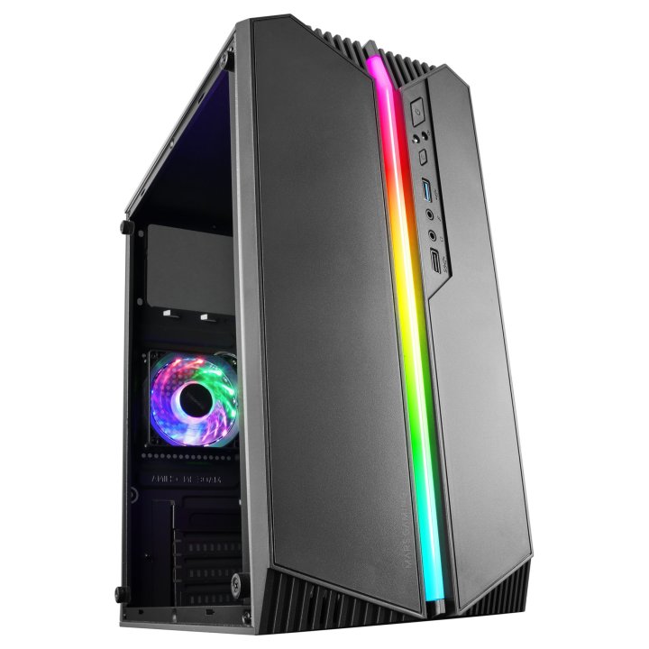 Caja Microatx Gaming Mars Gaming Mc-s1 Black Frontal Argb Ventilador Traser Frgb Ventana Lateral Sin Fuente De Alimentacion