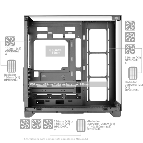 Caja Atx Semitorre Gaming Mars Gaming Mcvision...