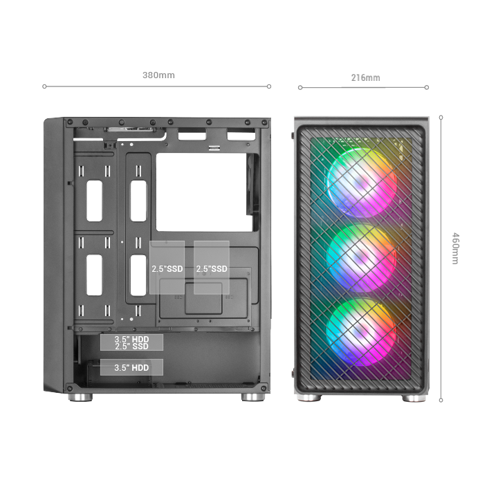 Caja Atx Mars Gaming Mc-f Black Frontal Metal...