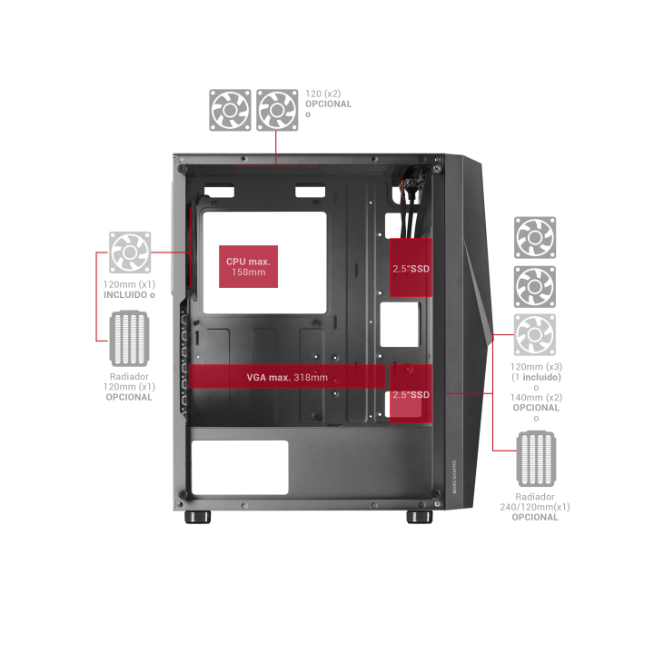Caja Atx Semitorre Gaming Mars Gaming Mc777...