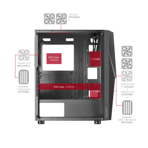 Caja Atx Semitorre Gaming Mars Gaming Mc777...