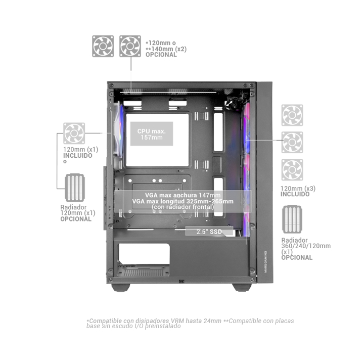 Caja Atx Semitorre Gaming Mars Gaming Mcairw...