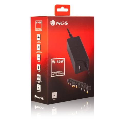 Cargador De Pared Universal Ngs 45w Para Portatiles 8 Clavijas 