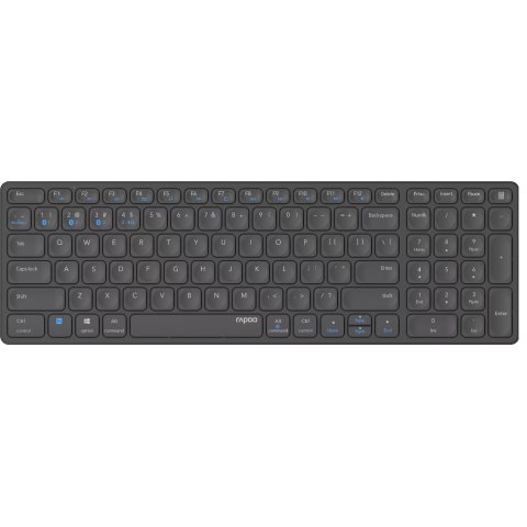 Teclado Rapoo Wireless Y Bluetooth E9700m Portugues 2.4ghz Bt 3.0 5.0 Diseño Ultrafino Bateria Azul Base Aluminio Multi Mode
