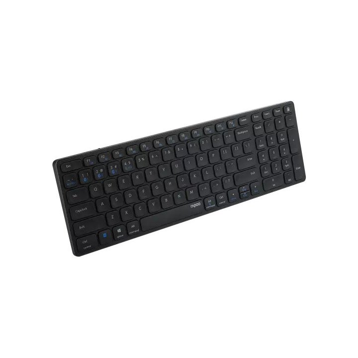 Teclado Rapoo Wireless Y Bluetooth E9700m Portugues 2.4ghz Bt 3.0 5.0 Diseño Ultrafino Bateria Azul Base Aluminio Multi Mode