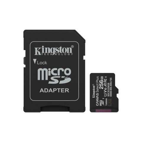 Memoria Sd Micro 256gb Kingston Clase 10 +  Adaptador Canvas Select Plus 100mb s Sdcs3 256gb