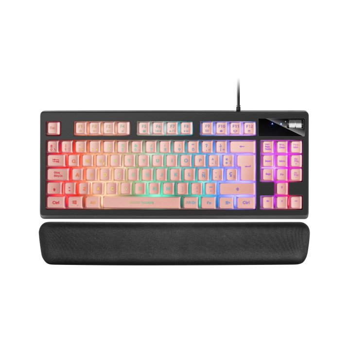 Teclado H-mecanico Compacto Tkl Mars Gaming Mkaxes Botones Color Pink Estructura Black Boton Roller Tecnologia H-mech Reposam