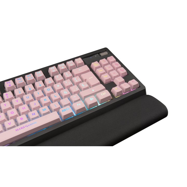 Teclado H-mecanico Compacto Tkl Mars Gaming Mkaxes Botones Color Pink Estructura Black Boton Roller Tecnologia H-mech Reposam