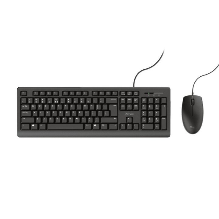 Teclado Y Mouse Trust Tkm-250 Silencioso Resistente A La Caida De Liquidos Cable 1.8m 23977
