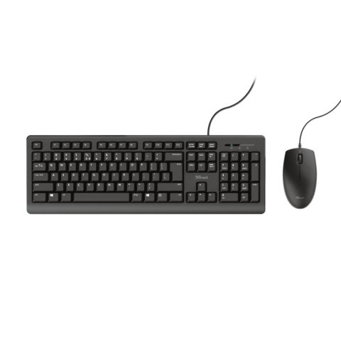 Teclado Y Mouse Trust Tkm-250 Silencioso Resistente A La Caida De Liquidos Cable 1.8m 23977