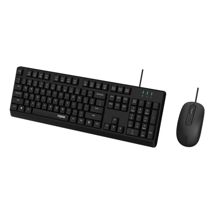 Teclado Y Mouse Rapoo Nx1500 1000dpi Cable 1,5m Color Negro 