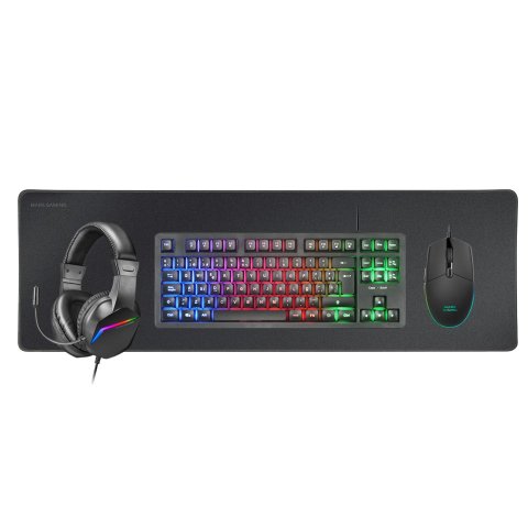 Teclado Mouse Headset Y Alfombrilla Mars Gaming Mcp-rgb3 Black Teclado Tkl H-mech Red Mouse Rgb Flow 3200dpi Headset Frgb Anc