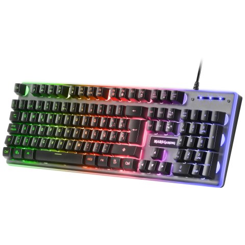 Teclado En Frances Hibrido H-mecanico Mars Gaming Mk220fr Black Switch H-mechanical Retroiluminado Full Rgb Programable Por H