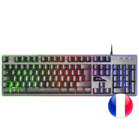 Teclado En Frances Hibrido H-mecanico Mars Gaming Mk220fr Black Switch H-mechanical Retroiluminado Full Rgb Programable Por H