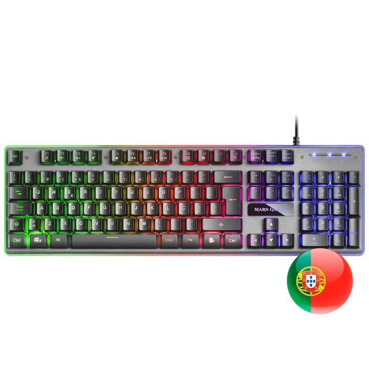 Teclado En Portugues Hibrido H-mecanico Mars Gaming Mk220pt Black Switch H-mechanical Retroiluminado Full Rgb Programable Por