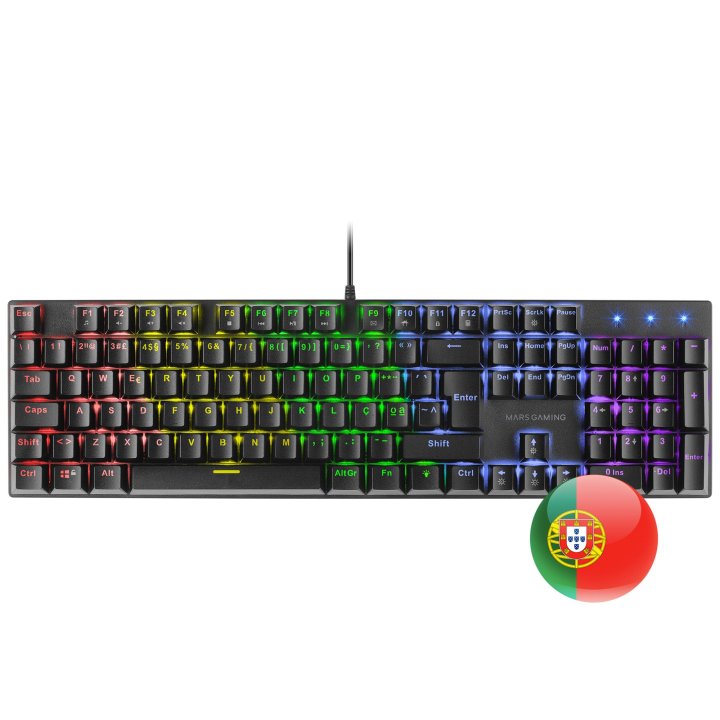 Teclado Mecanico En Portugues Mars Gaming Mk422 Black Switch Azul Pr De 100hz Anti-ghosting Avanzado Iluminacion Rgb