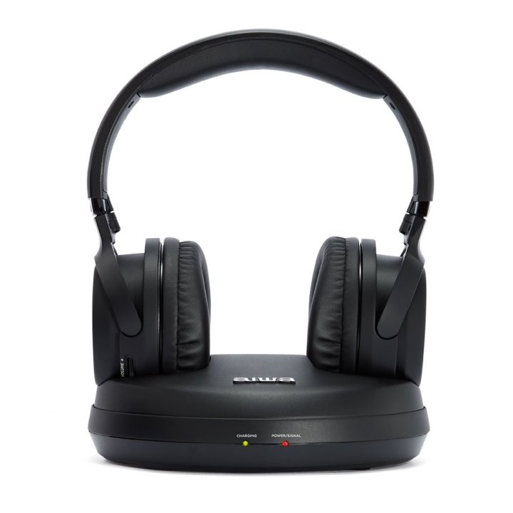 Auriculares Hi-fi Inalambricos Aiwa Whf-930d Base Con Conexión Rca Optica Alcance 100m