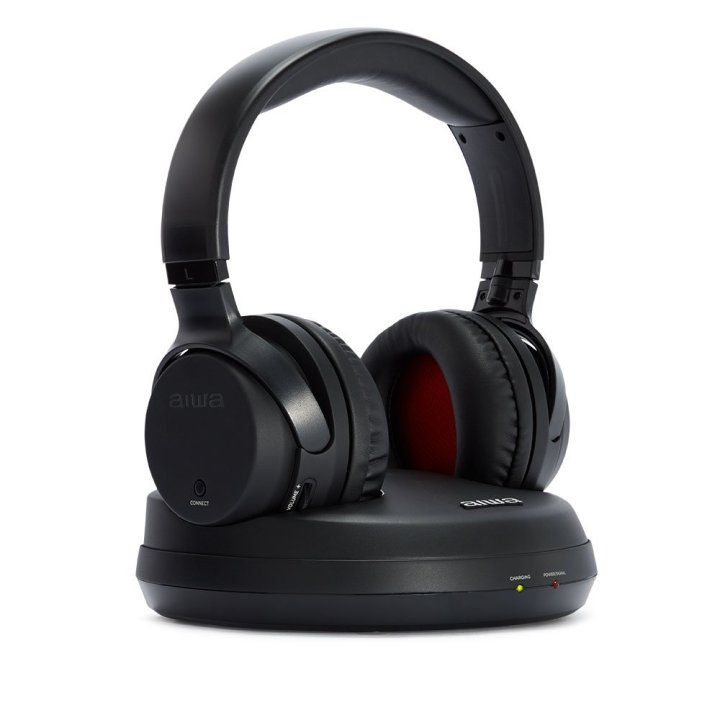 Auriculares Hi-fi Inalambricos Aiwa Whf-930d Base Con Conexión Rca Optica Alcance 100m