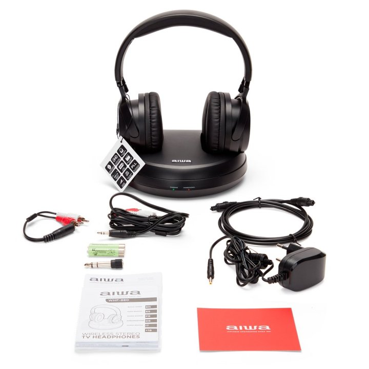 Auriculares Hi-fi Inalambricos Aiwa Whf-930d Base Con Conexión Rca Optica Alcance 100m