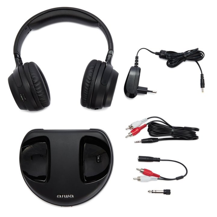 Auriculares Hi-fi Inalambricos Aiwa Whf-880 Base Con Conexión Rca Alcance 100m