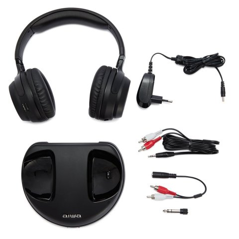 Auriculares Hi-fi Inalambricos Aiwa Whf-880 Base Con Conexión Rca Alcance 100m