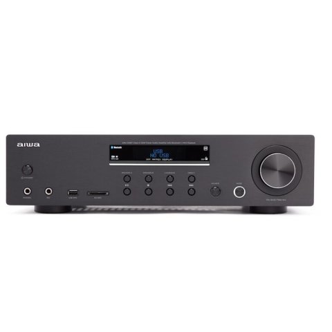 Amplificador Bluetooth Aiwa Amu-120bt Negro Estereo De 120w Rms 7 Entradas Analogicas Phono Y Bt 5.0 Usb sd
