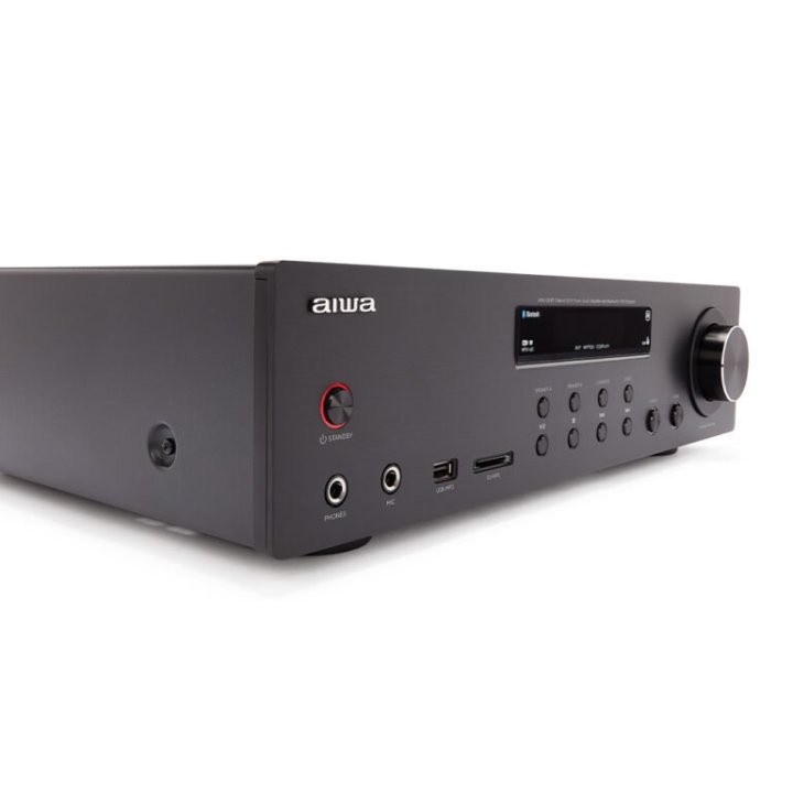 Amplificador Bluetooth Aiwa Amu-120bt Negro Estereo De 120w Rms 7 Entradas Analogicas Phono Y Bt 5.0 Usb sd
