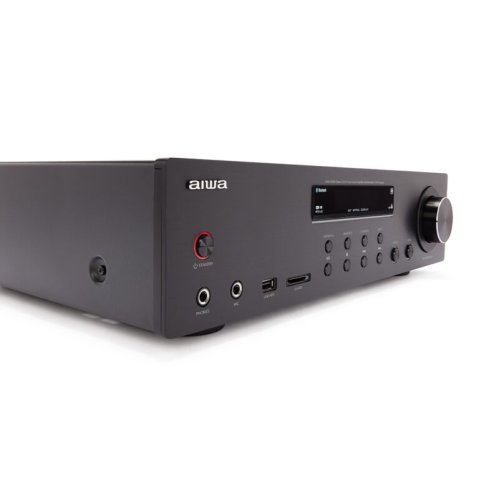 Amplificador Bluetooth Aiwa Amu-120bt Negro Estereo De 120w Rms 7 Entradas Analogicas Phono Y Bt 5.0 Usb sd