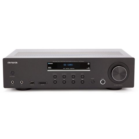 Amplificador Bluetooth Aiwa Amu-120bt Negro Estereo De 120w Rms 7 Entradas Analogicas Phono Y Bt 5.0 Usb sd