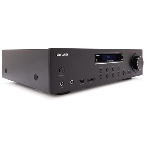 Amplificador Bluetooth Aiwa Amu-120bt Negro Estereo De 120w Rms 7 Entradas Analogicas Phono Y Bt 5.0 Usb sd