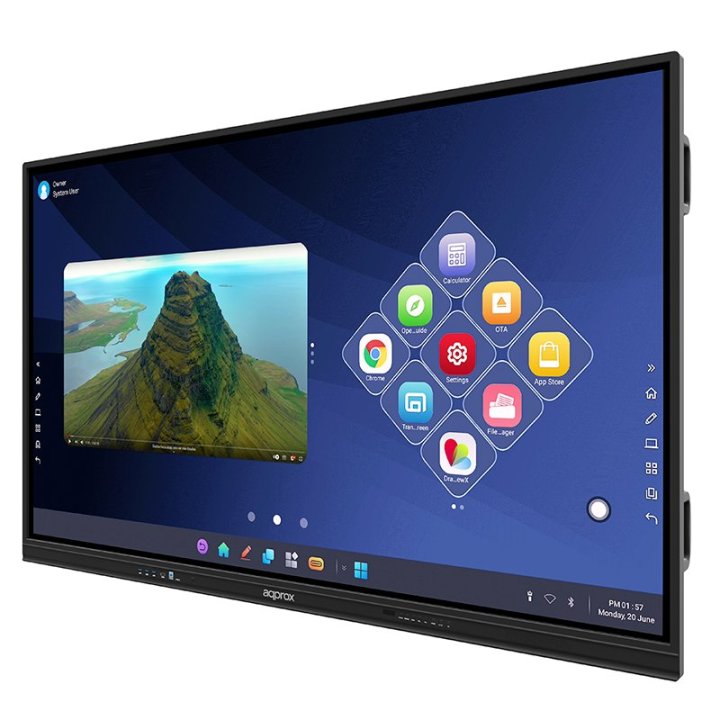 Pantalla Interactiva 86" Approx Apptsm86+ Dp Hdmi Vga Usb-c 4k 3840x2160 450cd m2 8ms Android 14 Quad-core 1.9ghz 8gb 128gb