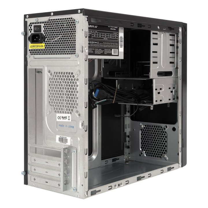 (km0) Caja Micro Atx Unyka Matx Dark Shadow Caja Negra Con 2 Bahías De 5.1 4 Con F.a 300w 85% Ee Cash30