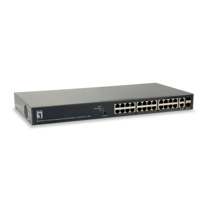 Switch Semigestionable Level One Gep-2651 26p 24xgb Poe 2xgb Rj45 sfp 185w Carcasa Metalica 