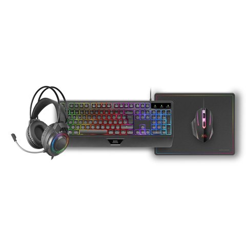 Teclado Mouse Headset Y Alfombrilla Mars Gaming Mcp124propt H-mech Rgb 3200dpi Negro Portugues