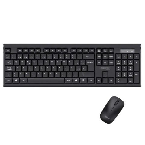 Teclado Y Mouse Approx Wireless Appmx410 2.4ghz Multimedia 1000dpi Color Negro