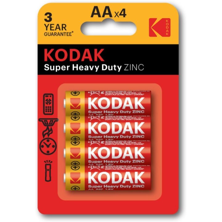 Pilas Aa Kodak Extra Heavy Duty Zinc Lr6 Pack 4 Unidades 1050 Mah 1.5v (ecotasas Incluidas)