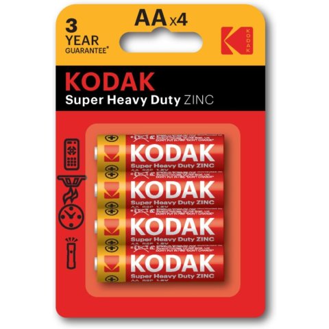 Pilas Aa Kodak Extra Heavy Duty Zinc Lr6 Pack 4 Unidades 1050 Mah 1.5v (ecotasas Incluidas)