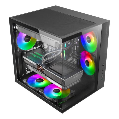 Caja Atx Cube Mars Gaming Mcvone Negra Cristal Continuo Gpu 334mm 1x3.5 2x2.5 