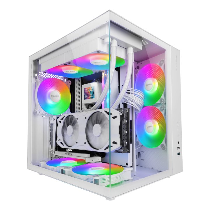 Caja Atx Cube Mars Gaming Mcvonew Blanco Cristal Continuo Gpu 334mm 1x3.5 2x2.5 