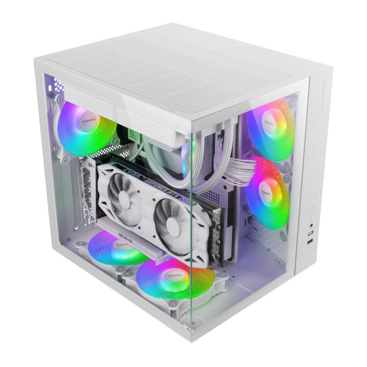 Caja Atx Cube Mars Gaming Mcvonew Blanco Cristal Continuo Gpu 334mm 1x3.5 2x2.5 