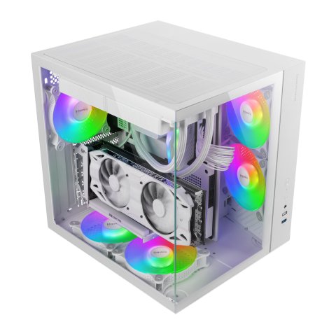 Caja Atx Cube Mars Gaming Mcvonew Blanco Cristal Continuo Gpu 334mm 1x3.5 2x2.5 