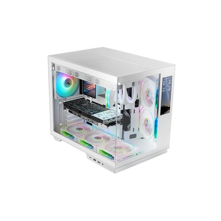 Caja Atx Cube Mars Gaming Mcmirage Blanco Cristal Continuo Lcd Gpu 400mm 1x3.5 2x2.5 